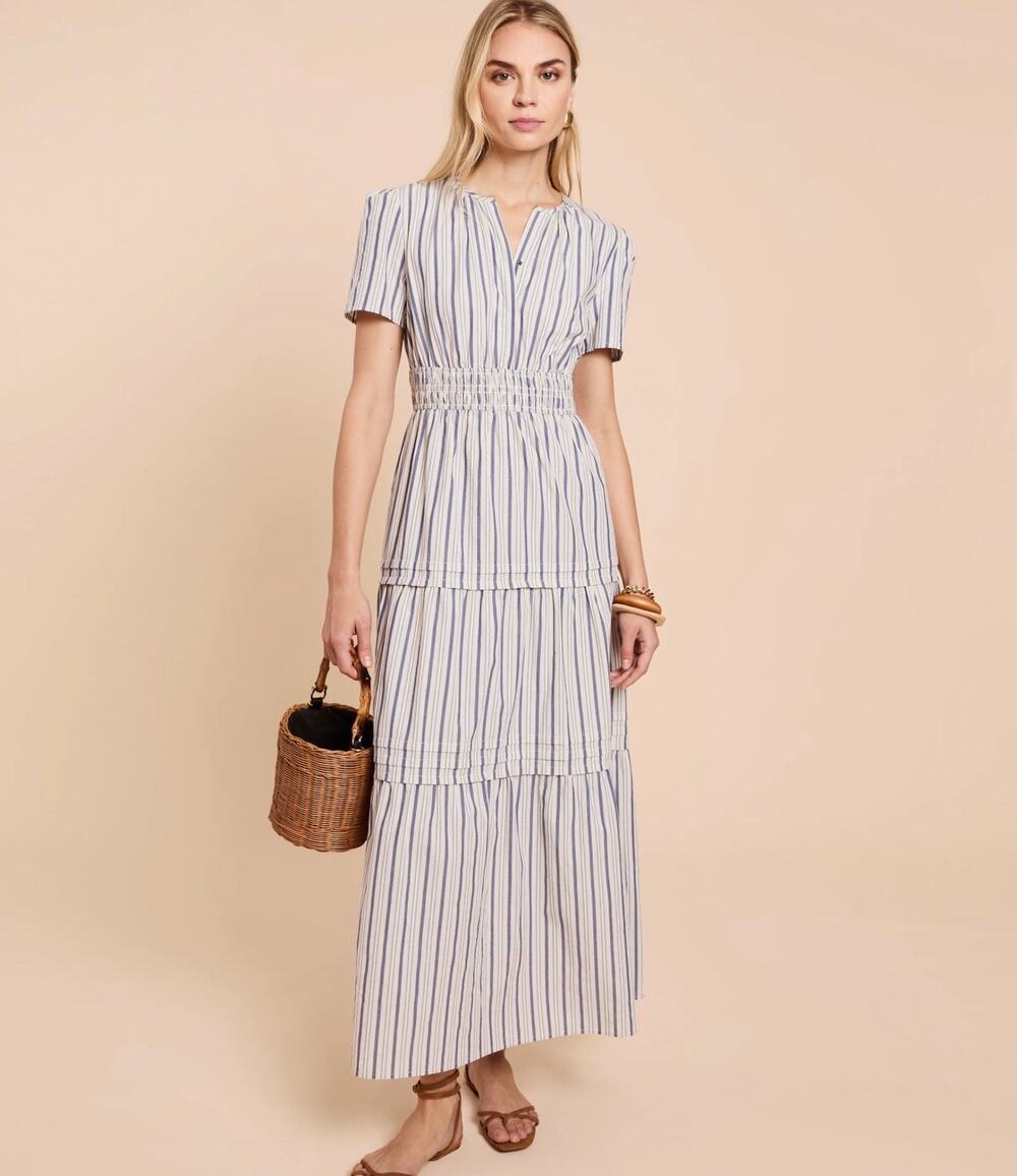 New few Moda Caara Aruna stripe cotton dress sz L
